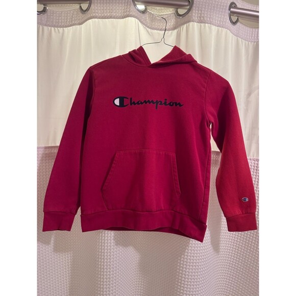 Kids Red Champion Hoodie Sweatshirt VGUC Size M (10-12) - Picture 1 of 3